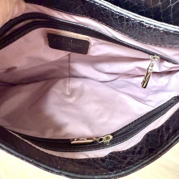 Cole Haan Collection Handbag Python Brown Studded Hobo Purse Faux Snakeskin - Picture 8 of 11